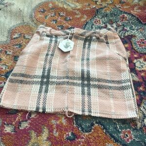 Red Dress Boutique- pink plaid knit skirt